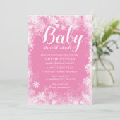 ベビー冬の女の子の赤ちゃんシャワー外が寒い 招待状 (スタンド正面)