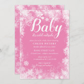 ベビー冬の女の子の赤ちゃんシャワー外が寒い 招待状 (正面/裏面)