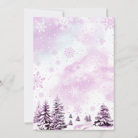 ベビー冬の女の子の赤ちゃんシャワー外が寒い 招待状 (裏面)