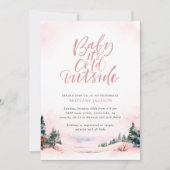 ベビー冬の女の子の赤ちゃんシャワー外が寒い 招待状 (正面)