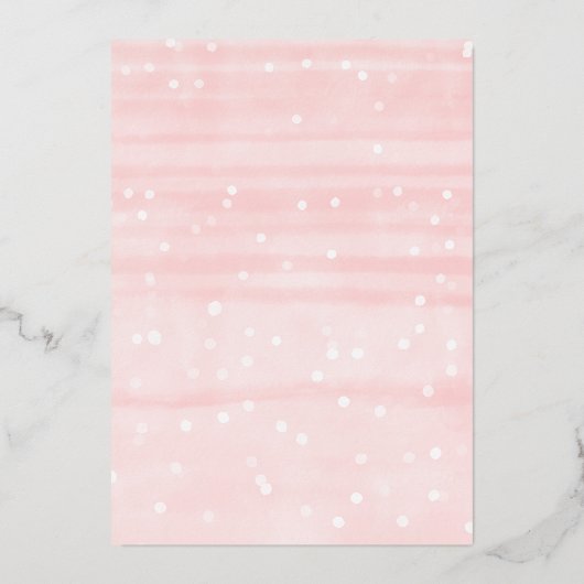 ベビー冬の女の子の赤ちゃんシャワー外が寒い 箔招待状 (裏面)