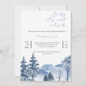 ベビー冬の山の赤ちゃんシャワー外は寒い 招待状 (正面)