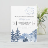 ベビー冬の山の赤ちゃんシャワー外は寒い 招待状 (スタンド正面)