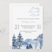 ベビー冬の山の赤ちゃんシャワー外は寒い 招待状 (正面/裏面)