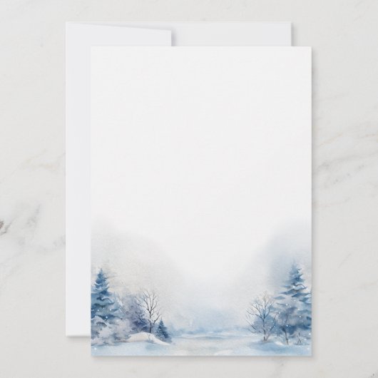 ベビー冬の山の赤ちゃんシャワー外は寒い 招待状 (裏面)