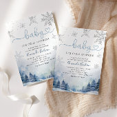 ベビー冬の山の赤ちゃんシャワー外は寒い 招待状