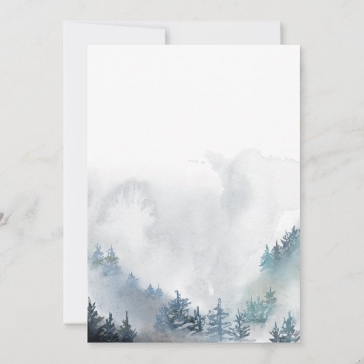 ベビー冬の山の赤ちゃんシャワー外は寒い 招待状 (裏面)