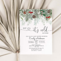 ベビー冬の常緑の松の外は寒い