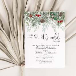 ベビー冬の常緑の松の外は寒い 招待状