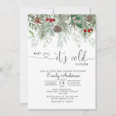 ベビー冬の常緑の松の外は寒い 招待状 (正面)