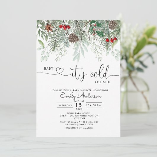 ベビー冬の常緑の松の外は寒い 招待状 (スタンド正面)