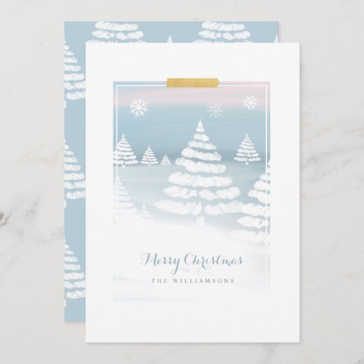 ベビー冬の日のクリスマスシーン外は寒い シーズンカード (正面/裏面)