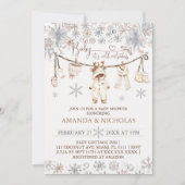 ベビー冬の服の外は寒いベビーシャワー 招待状 (正面)