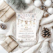 ベビー冬の服の外は寒いベビーシャワー 招待状