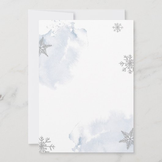 ベビー冬の木の外は寒いサンキューカード 招待状 (裏面)