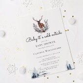 ベビー冬の森の外で寒いベビーシャワー 招待状