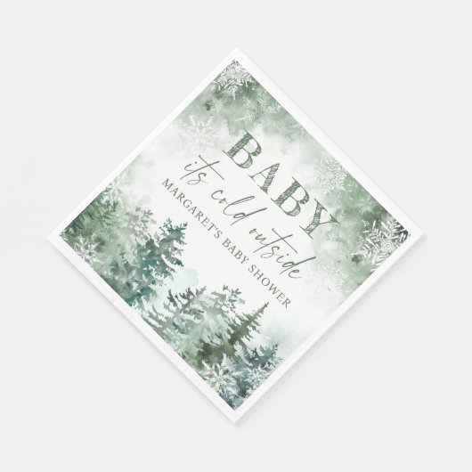 ベビー冬の森の外は寒い スタンダードランチョンナプキン (角)