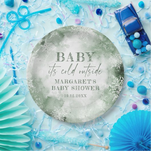 ベビー冬の森の外は寒い ペーパープレート