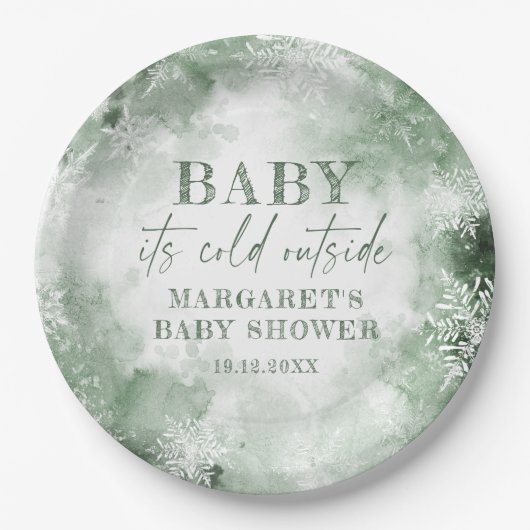 ベビー冬の森の外は寒い ペーパープレート (正面)