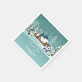 ベビー冬の森の赤ちゃんシャワー外は寒い スタンダードカクテルナプキン (角)