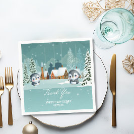 ベビー冬の森の赤ちゃんシャワー外は寒い スタンダードカクテルナプキン