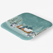 ベビー冬の森の赤ちゃんシャワー外は寒い ペーパープレート (傾斜あり)