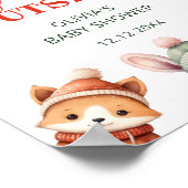 ベビー冬の森の赤ちゃんシャワー外は寒い ポスター (角)