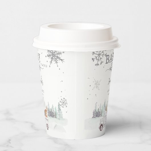 ベビー冬の森の赤ちゃんシャワー外は寒い 紙コップ (右)