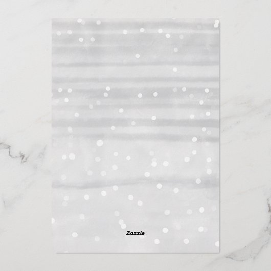 ベビー冬の灰色のベビーシャワー外は寒い 箔招待状 (裏面)