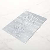 ベビー冬の灰色のベビーシャワー外は寒い 箔招待状 (回転した状態)