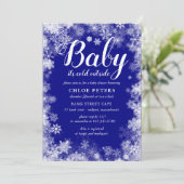 ベビー冬の男の子の赤ちゃんシャワー外が寒い 招待状 (スタンド正面)