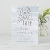 ベビー冬の男の子の赤ちゃんシャワー外が寒い 招待状 (スタンド正面)