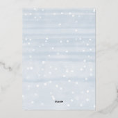 ベビー冬の男の子の赤ちゃんシャワー外が寒い 箔招待状 (裏面)