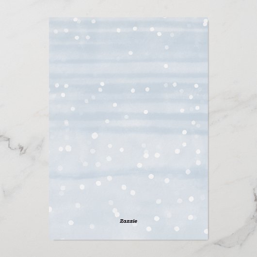 ベビー冬の男の子の赤ちゃんシャワー外が寒い 箔招待状 (裏面)