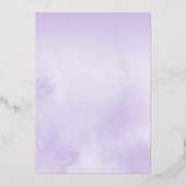 ベビー冬の紫の赤ちゃんシャワー外は寒い 箔招待状 (裏面)