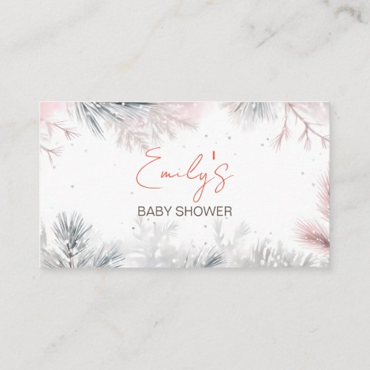 ベビー冬の赤ちゃんシャワーおむつラッフル エンクロージャーカード (裏面)