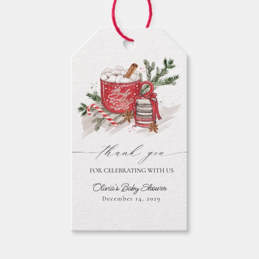 ベビー冬の赤ちゃんシャワーの外が寒い ギフトタグ (正面)