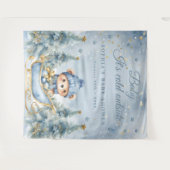 ベビー冬の赤ちゃんシャワーの外が寒い タペストリー (正面(横))