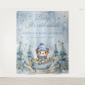 ベビー冬の赤ちゃんシャワーの外が寒い タペストリー (正面)