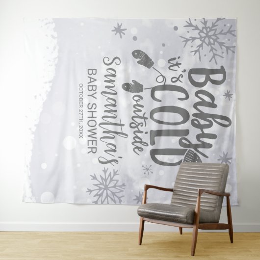 ベビー冬の赤ちゃんシャワーの外が寒い タペストリー (インサイチュ(横))