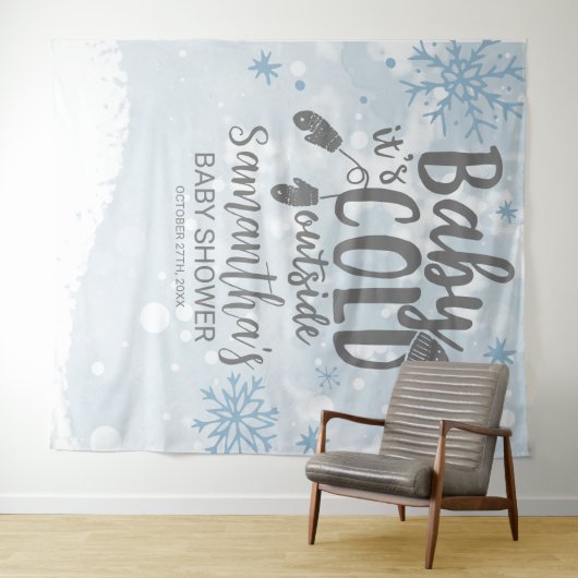 ベビー冬の赤ちゃんシャワーの外が寒い タペストリー (インサイチュ(横))