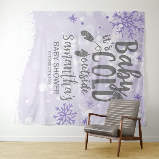 ベビー冬の赤ちゃんシャワーの外が寒い タペストリー (インサイチュ(横))