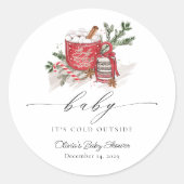 ベビー冬の赤ちゃんシャワーの外が寒い ラウンドシール (正面)