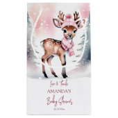 ベビー冬の赤ちゃんシャワーピンク スモールペーパーバッグ (裏面)