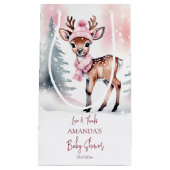 ベビー冬の赤ちゃんシャワーピンク スモールペーパーバッグ (正面)