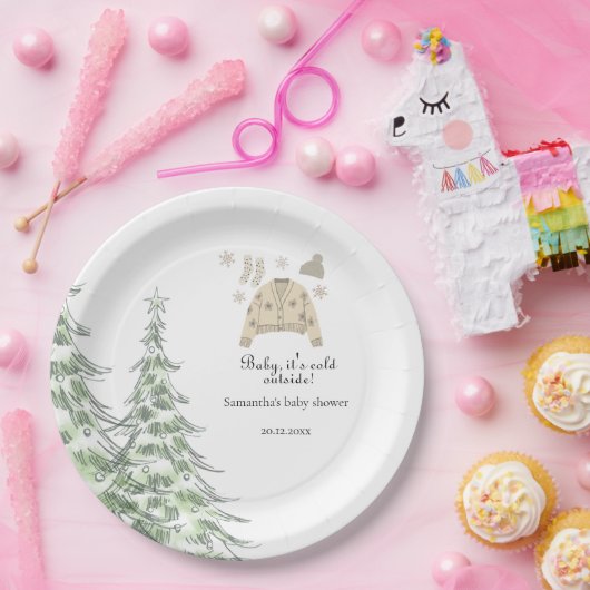 ベビー冬の赤ちゃんシャワー外は寒い ペーパープレート (パーティー)