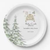 ベビー冬の赤ちゃんシャワー外は寒い ペーパープレート (正面)