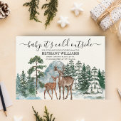 ベビー冬の赤ちゃんシャワー雪の外は寒い 招待状