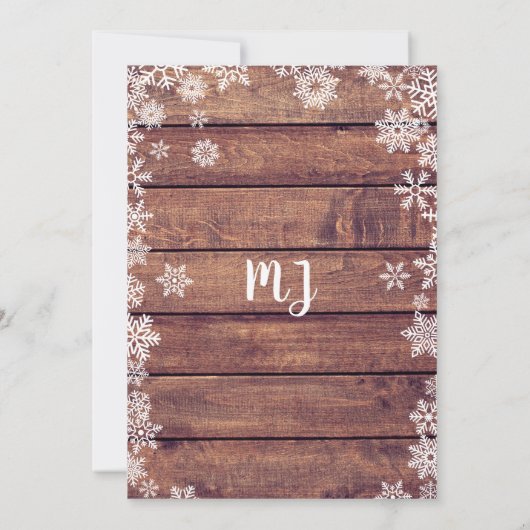 ベビー冬の赤ちゃん素朴シャワー外は寒い 招待状 (裏面)