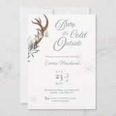 ベビー冬の赤ちゃん霜の降りたシャワー外は寒い 招待状 (正面)